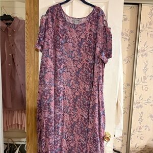 Women’s Pink Floral Cold-Shoulder Dress